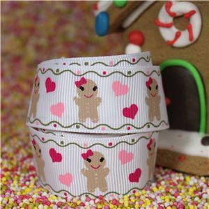 Gingerbread Men Ribbon - Girl/Hearts